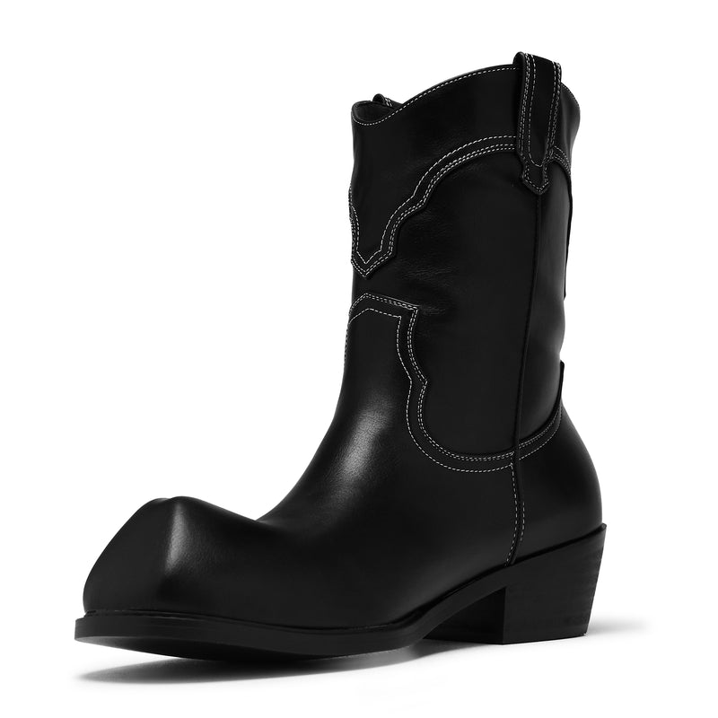 Black cowboy boot on a white background