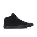 Men's black high-top sneaker, lace-up with rubber toe cap and low-profile sole