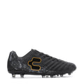 Men's black soccer cleats with gold logo, textured upper, metal stud sole
