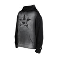 Men's black faded hoodie with faded H logo graphic and front pocket