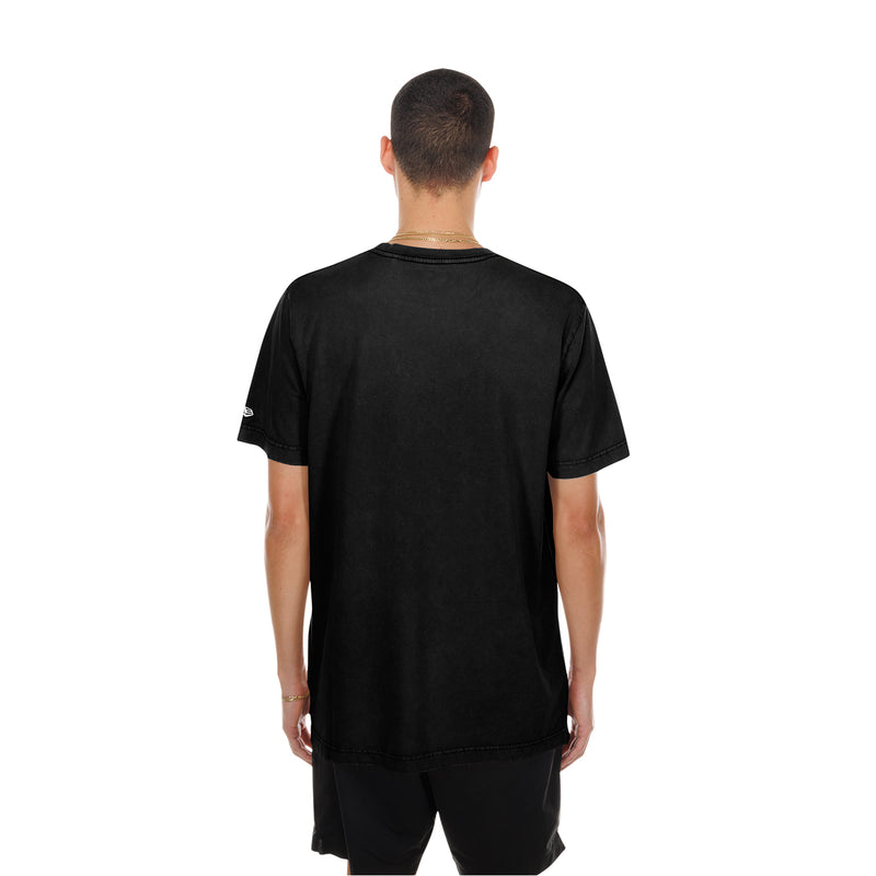 Men's black graphic tee, plain back