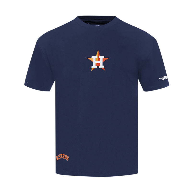 Men's navy Houston Astros tee with orange and white H logo on front