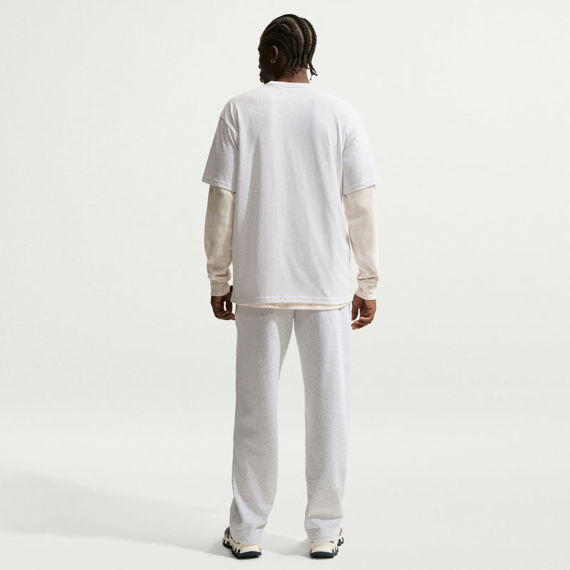 Men's heathered light gray T-shirt back view with crew neckline