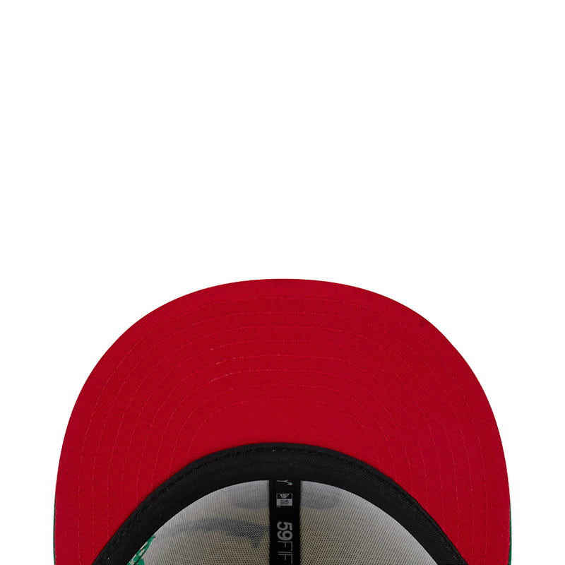 3-tone cap top view: red crown with black inner band