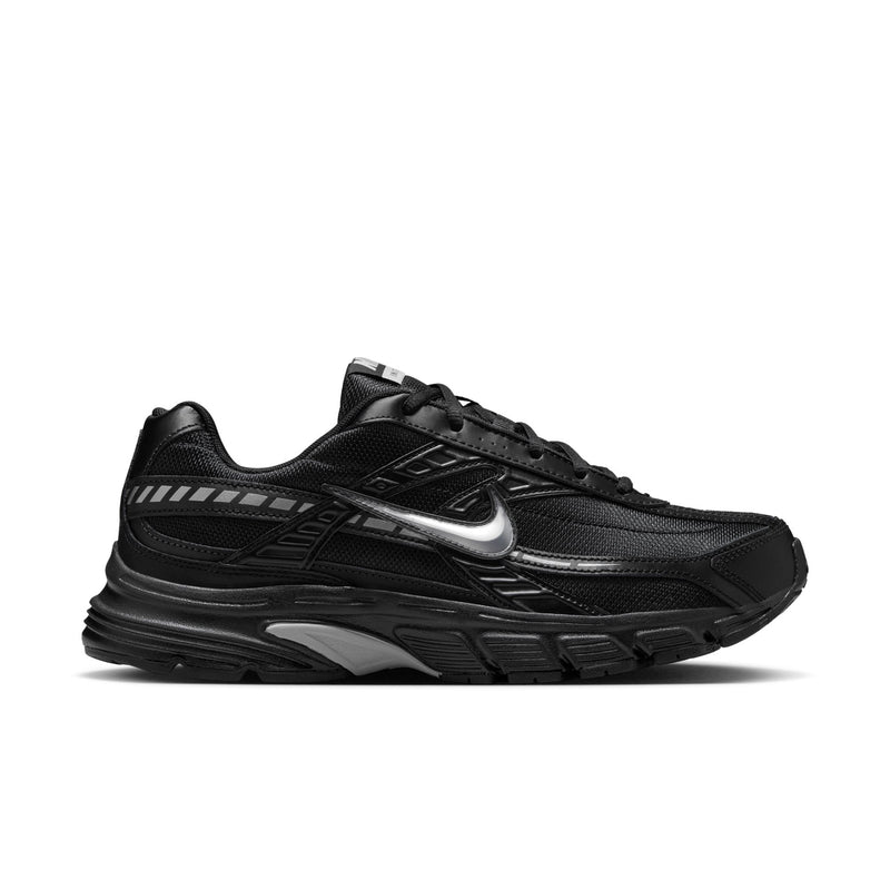 Men's Nike Initiator black sneakers with metallic silver Swoosh and chunky midsole