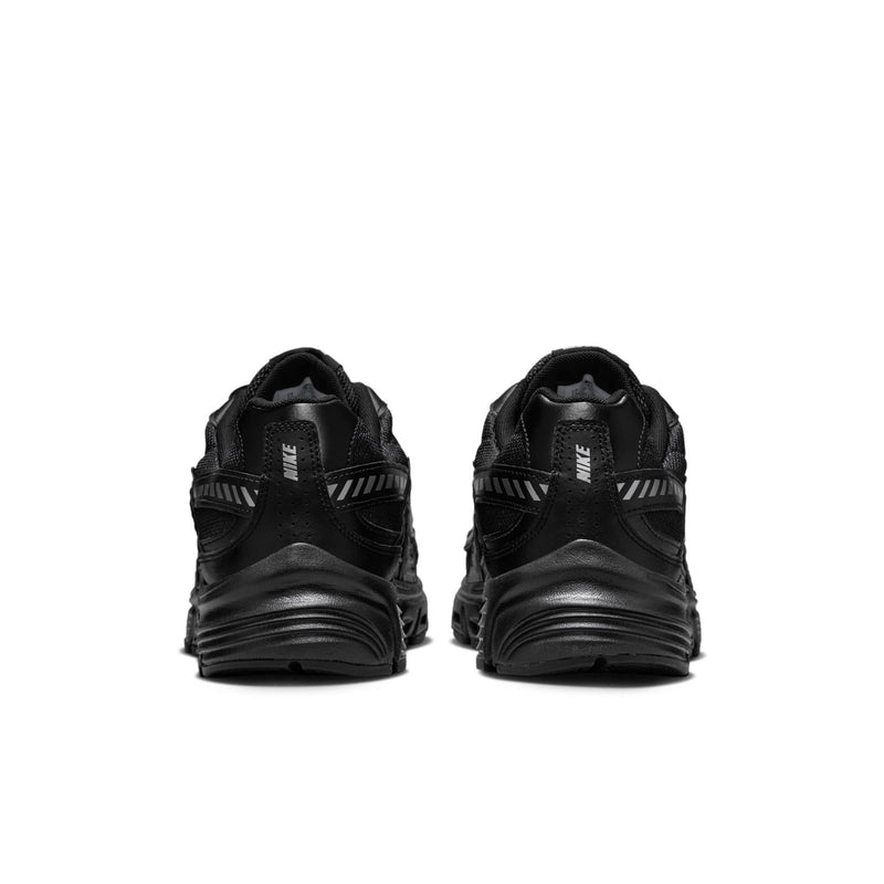 Men's Nike Initiator black sneakers, back view with heel branding and ridged sole