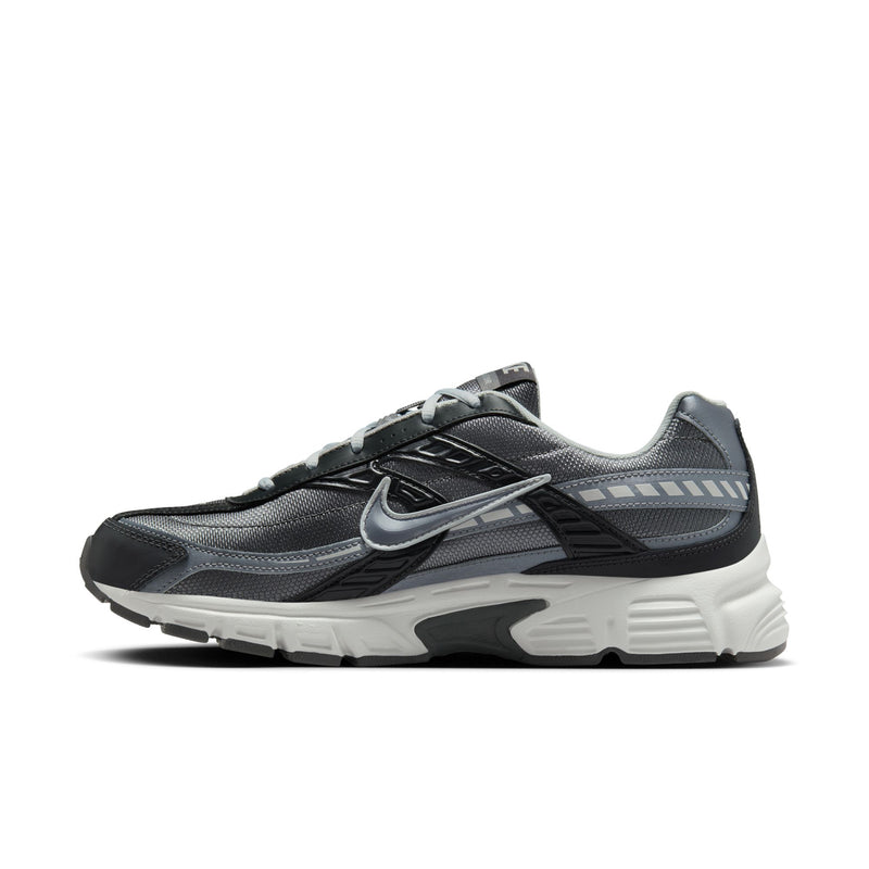 Men's sneakers in dark gray mesh with silver swoosh and white midsole