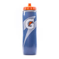 30oz royal blue insulated water bottle with orange flip-top lid and lightning logo