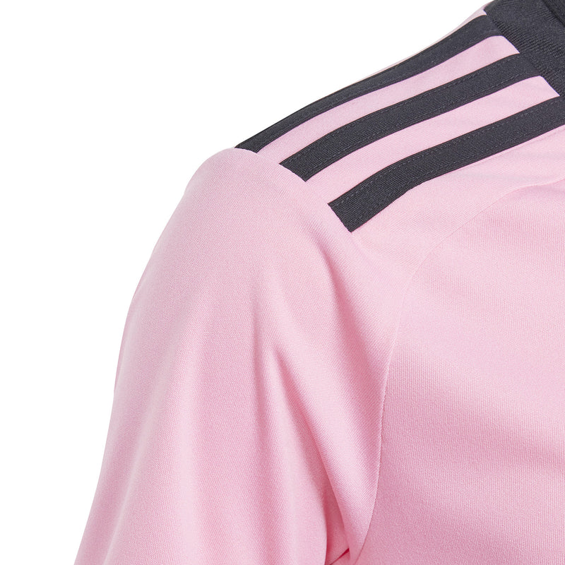 Easy pink youth Inter Miami jersey with black shoulder stripes