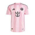 Men's Inter Miami pink soccer jersey with vertical stripes and crest on chest
