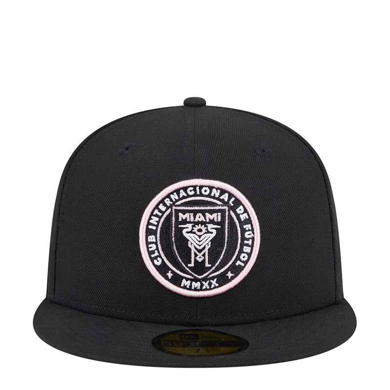 Black baseball cap with round Inter Miami crest patch on front