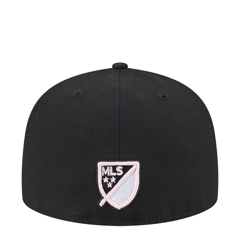 Black baseball cap with MLS shield patch on front panel