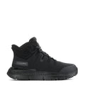 Black mid steel-toe work boot, lace-up with padded collar