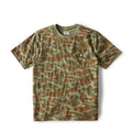 Men's relaxed camo T-shirt with front chest pocket, army green multi-tone print