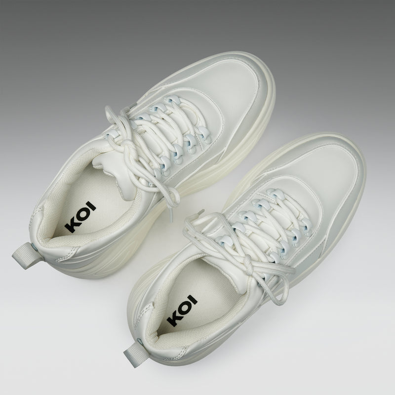 Jennie White Chunky Bubble Trainers - top view