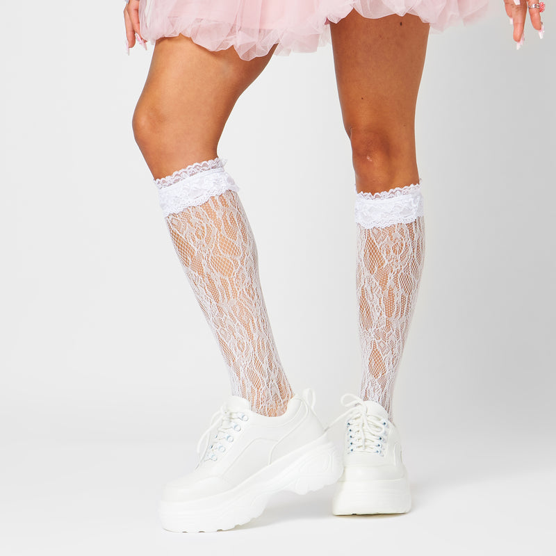 Jennie White Chunky Bubble Trainers with high socks