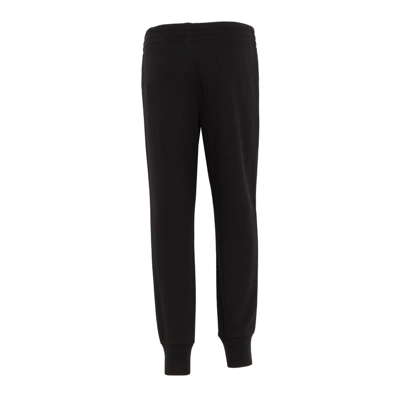 Kids black jogger pants with ribbed cuffs and tapered legs