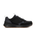 Men's black composite-toe lace-up jogger sneakers with padded collar and cushioned sole