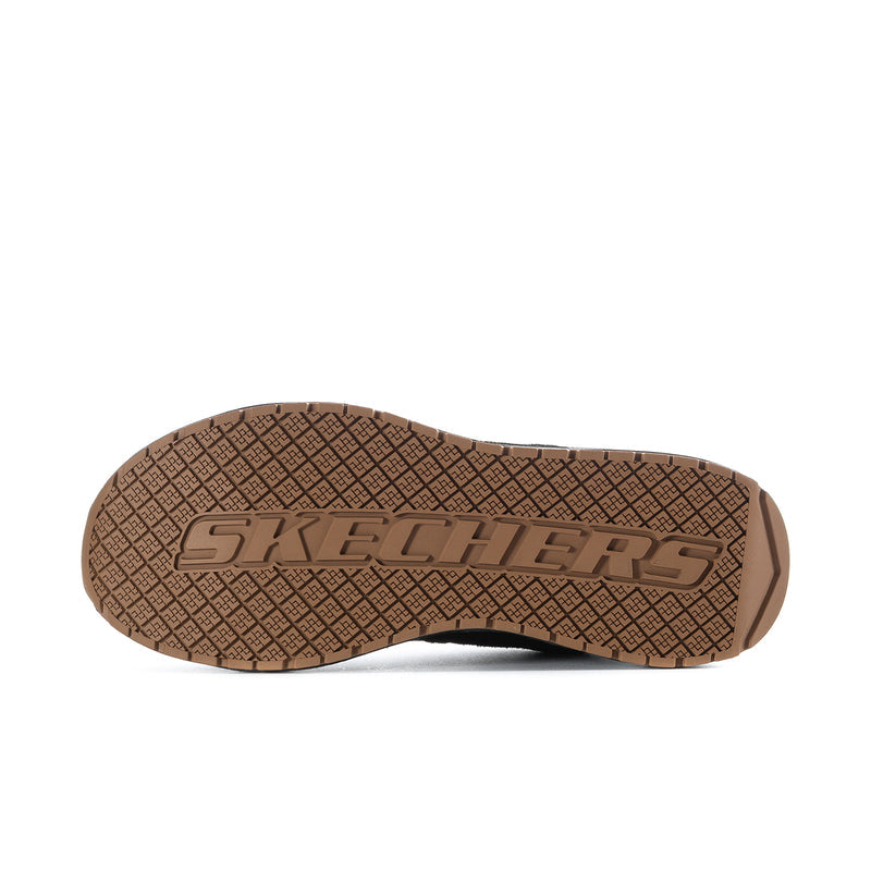Men's composite-toe sneaker outsole with textured tread and Skechers logo