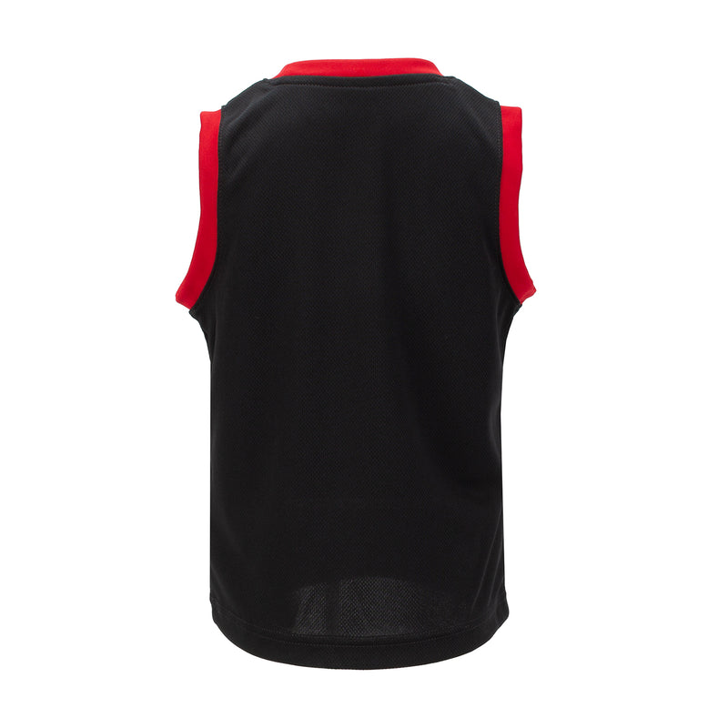 Kids' Jordan 23 jersey set: black sleeveless jersey back with red trim