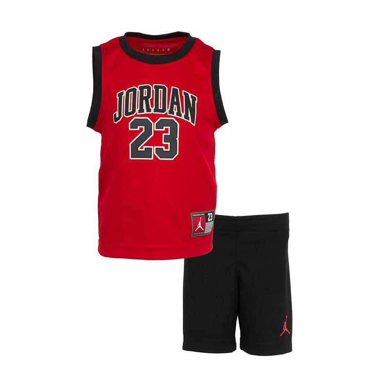Toddler jersey and shorts set in red and black, Jordan 23 front print