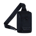 Black crossbody bag with adjustable strap and front Air Jordan logo patch.