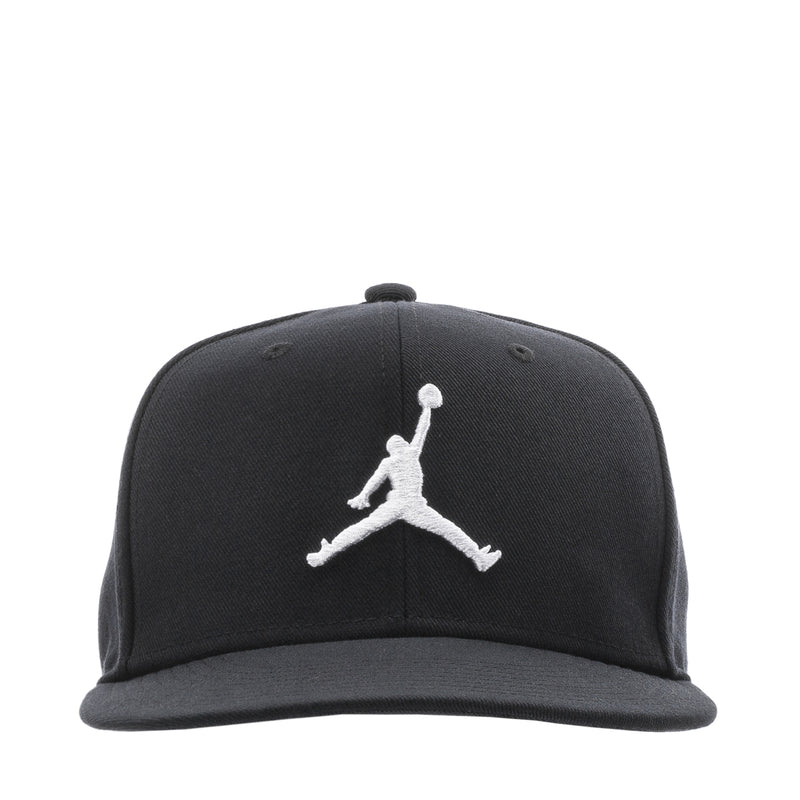 Black snapback cap with white Jumpman logo on the front