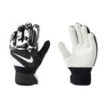 Junior goalkeeper gloves, black and white with Nike swoosh and textured backhand