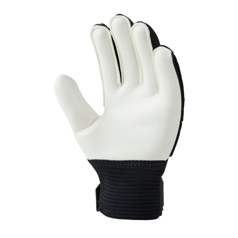 Junior goalkeeper gloves, white palm and fingers with black wrist strap, Nike
