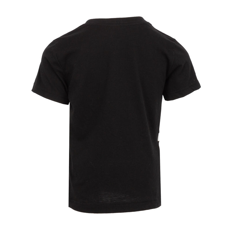 Toddler black T-shirt with crew neck, short sleeves (back view)