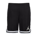 Youth black taping shorts with white hem stripe and Jumpman logo