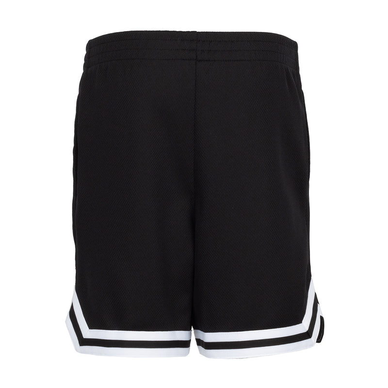 Youth black taping shorts with white contrast hem and side detail