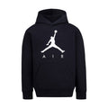 Youth black fleece pullover hoodie with Jumpman logo and AIR lettering