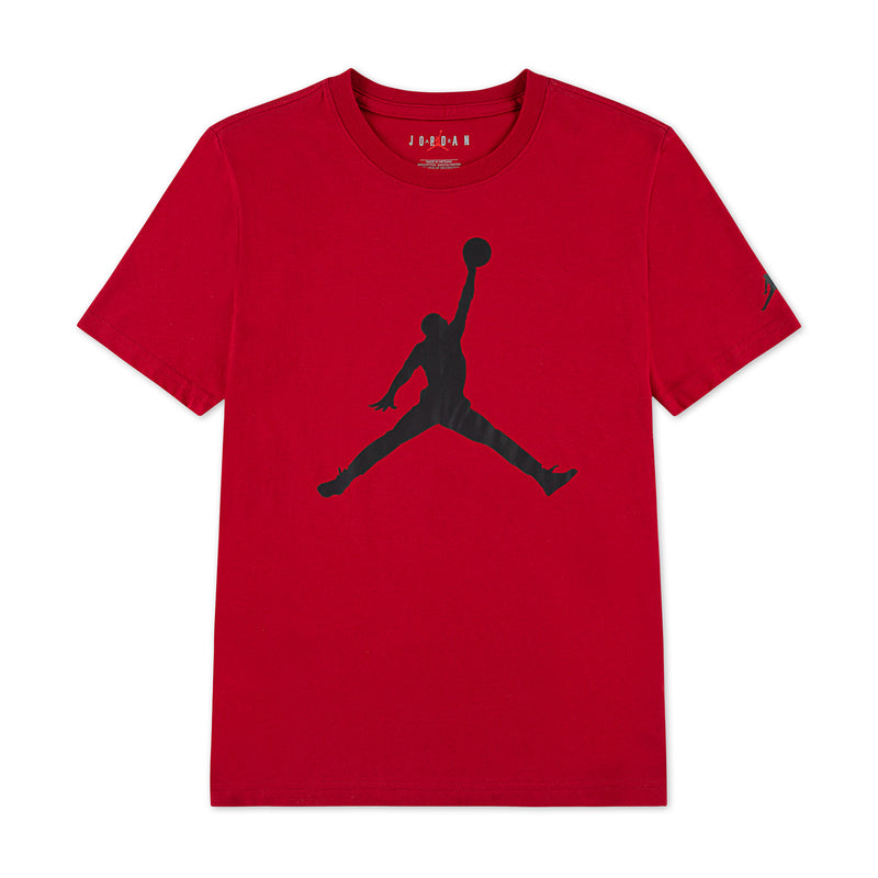 Youth red T-shirt with black Jumpman graphic on the front