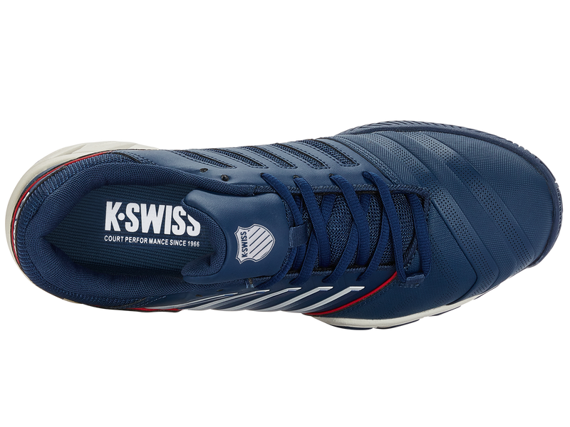 K-Swiss Men's Bigshot Light 4 Tennis Shoes in Blue Opal/Blanc De Blanc/Lollipop