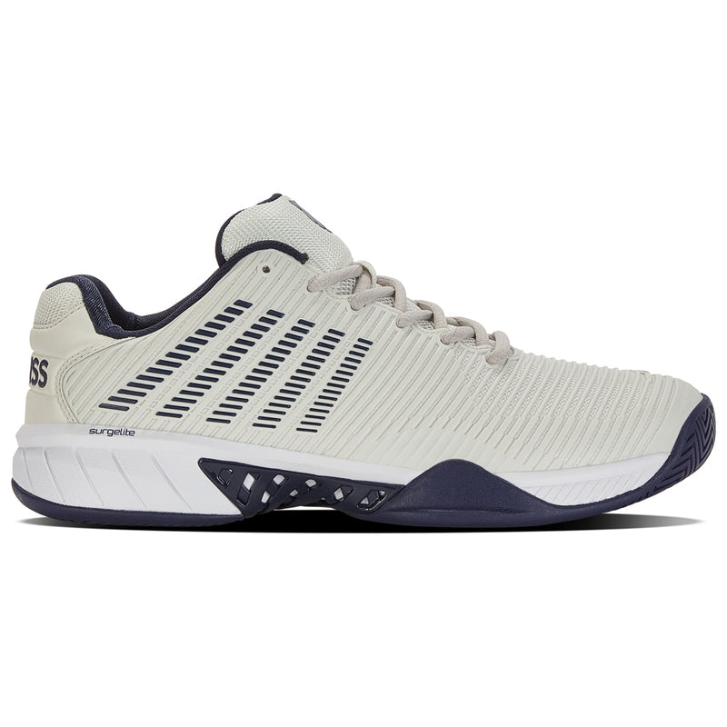 K-Swiss Men's Hypercourt Express 2 Tennis Shoes Wide (2E) in Vaporous Gray/White/Peacoat