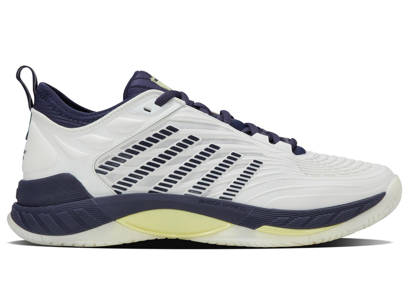 K-Swiss Men's Hypercourt Supreme 2 Tennis Shoes in Blanc De Blanc/ Naval Academy/Luminary Green