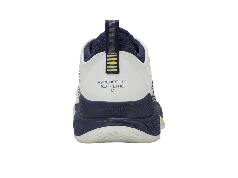 K-Swiss Men's Hypercourt Supreme 2 Tennis Shoes in Blanc De Blanc/ Naval Academy/Luminary Green
