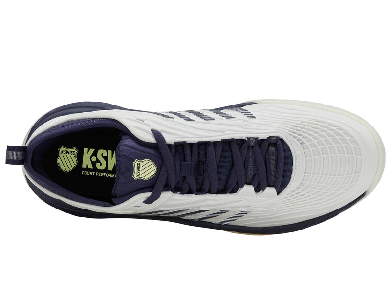 K-Swiss Men's Hypercourt Supreme 2 Tennis Shoes in Blanc De Blanc/ Naval Academy/Luminary Green