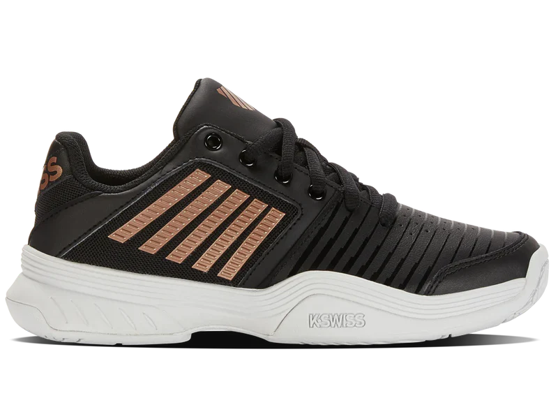 K-Swiss Women's Court Express Tennis Shoes in Black/White/Rosegold