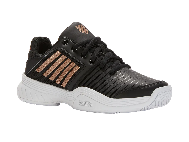 K-Swiss Women's Court Express Tennis Shoes in Black/White/Rosegold