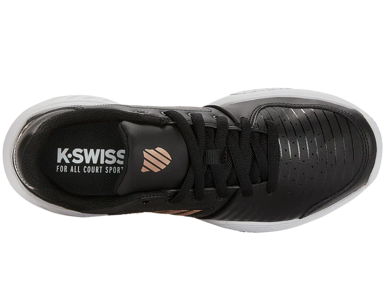 K-Swiss Women's Court Express Tennis Shoes in Black/White/Rosegold
