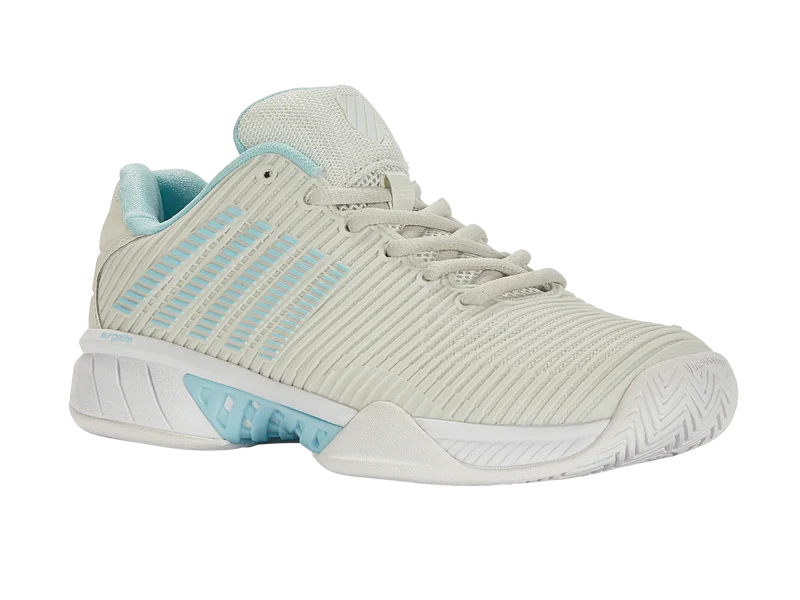 K-Swiss Women's Hypercourt Express 2 Tennis Shoes in Vaporous Gray/White/Blue Glow