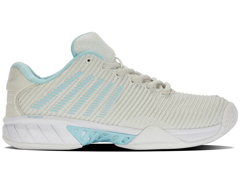 K-Swiss Women's Hypercourt Express 2 Tennis Shoes in Vaporous Gray/White/Blue Glow