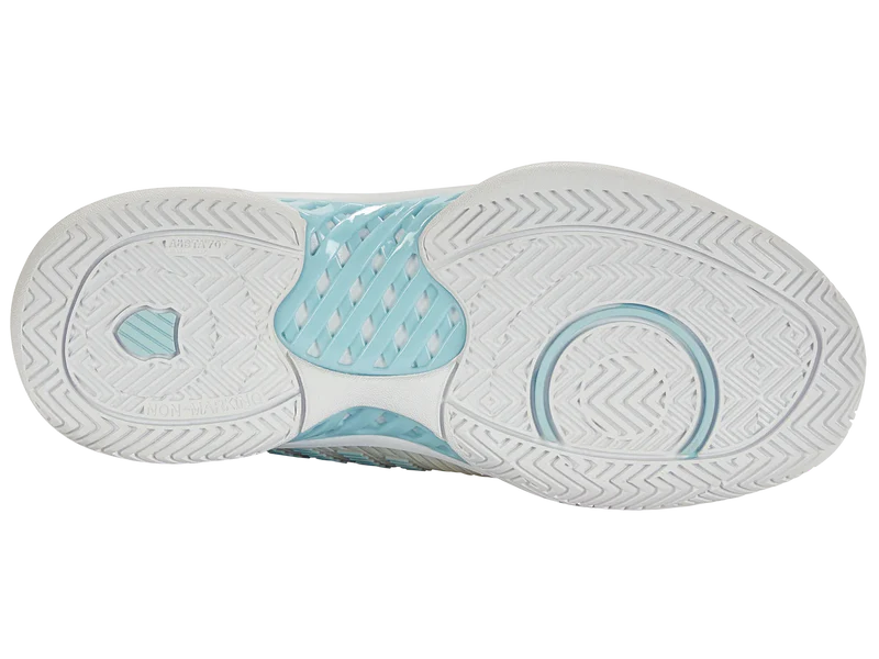 K-Swiss Women's Hypercourt Express 2 Tennis Shoes in Vaporous Gray/White/Blue Glow