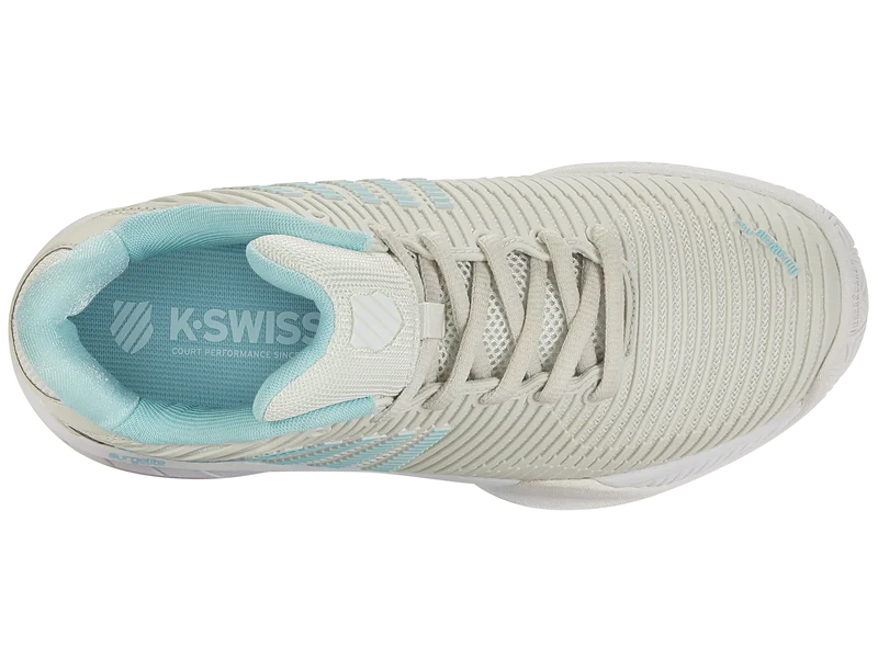 K-Swiss Women's Hypercourt Express 2 Tennis Shoes in Vaporous Gray/White/Blue Glow