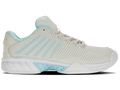 K-Swiss Women's Hypercourt Express 2 Wide Tennis Shoes in Vaporous Gray/White/Blue Glow