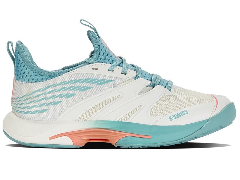 K-Swiss Women's SpeedTrac Tennis Shoes in Blanc De Blanc/Nile Blue/Desert Flower