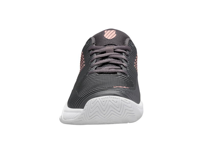 K-Swiss Womens Hypercourt Express 2 Tennis Shoes in Asphalt/White/Peach Amber