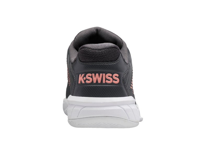 K-Swiss Womens Hypercourt Express 2 Tennis Shoes in Asphalt/White/Peach Amber